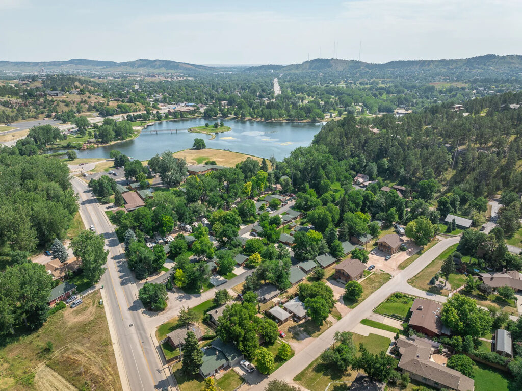 Overhead View of Lake Park Campground in Rapid City near Canyon Lake